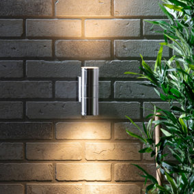 Litecraft Irela Stainless Steel Up and Down Outdoor Wall Light