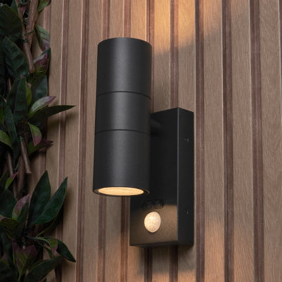 Litecraft Kenn Anthracite Up and Down Outdoor Wall Light with PIR Sensor