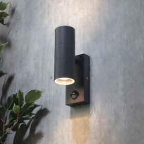Litecraft Kenn Anthracite Up and Down Outdoor Wall Light with PIR Sensor
