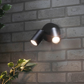 Litecraft Kenn Black 2 Lamp Adjustable Outdoor Wall Light
