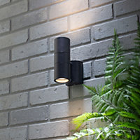 Litecraft Kenn Black Up and Down Outdoor Wall Light with Photocell Sensor