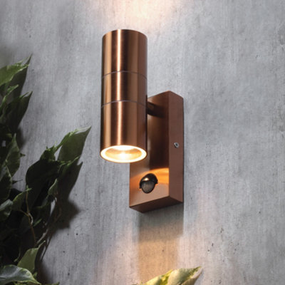 Litecraft Kenn Copper Up and Down Outdoor Wall Light with PIR Sensor