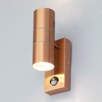 Litecraft Kenn Copper Up and Down Outdoor Wall Light with PIR Sensor