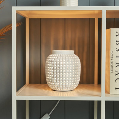 Litecraft Kerry Matte White Pierced Vessel Ceramic Table Lamp
