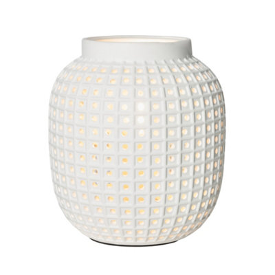 Litecraft Kerry Matte White Pierced Vessel Ceramic Table Lamp
