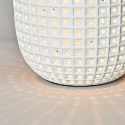Litecraft Kerry Matte White Pierced Vessel Ceramic Table Lamp