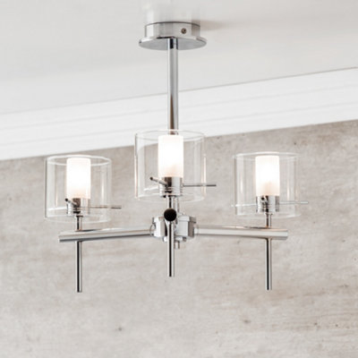 Litecraft Lincoln Chrome 3 Arm Semi-Flush Bathroom Ceiling Light