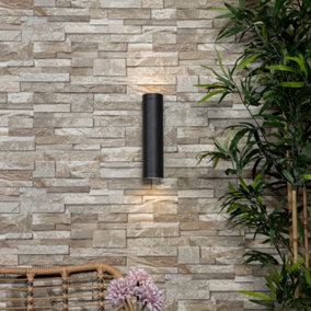Litecraft Lonan Anthracite 2 Lamp Modern Outdoor Up and Down LED Wall Light