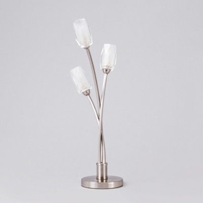 Litecraft Macti Brushed Nickel 3 Light Table Lamp