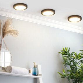 Litecraft Mari Black 12w Small LED Flush Bathroom Ceiling Light