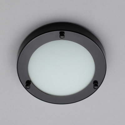 Litecraft Mari Black 12w Small LED Flush Bathroom Ceiling Light