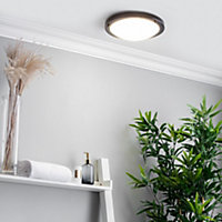 Litecraft Mari Black 18w Large LED Flush Bathroom Ceiling Light