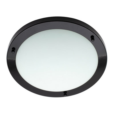Litecraft Mari Black 18w Large LED Flush Bathroom Ceiling Light