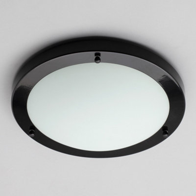 Litecraft Mari Black 18w Large LED Flush Bathroom Ceiling Light