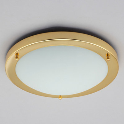 Litecraft Mari Brass 18w Large LED Flush Bathroom Ceiling Light