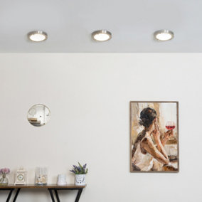 Litecraft Mari Satin Nickel 12w Small LED Flush Bathroom Ceiling Light
