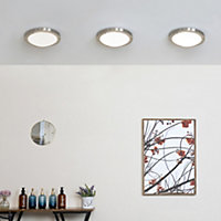 Litecraft Mari Satin Nickel 18w Large LED Flush Bathroom Ceiling Light