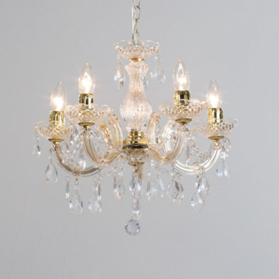 Litecraft Marie Therese Brass 5 Light Chandelier