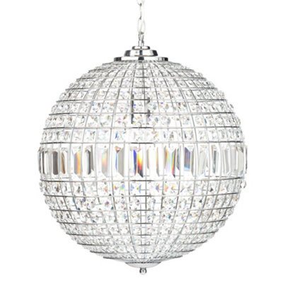 Litecraft Miley Chrome 1 Lamp Globe Ceiling Pendant Light