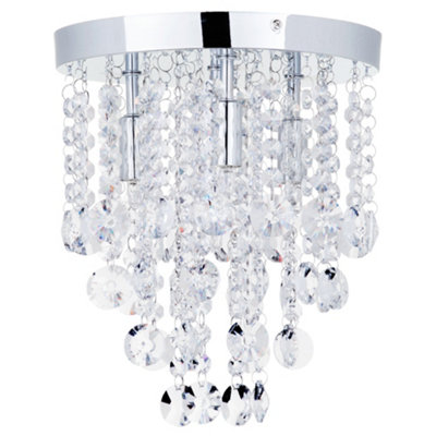 Litecraft Montego Chrome 4 Lamp Crystal Effect Ceiling Light