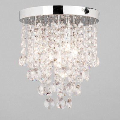 Litecraft Montego Chrome 4 Lamp Crystal Effect Ceiling Light