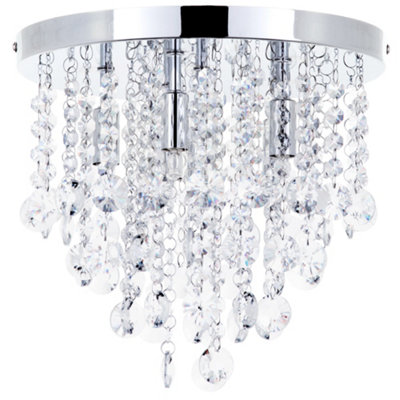 Litecraft Montego Chrome 6 Lamp Crystal Effect Ceiling Light