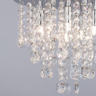 Litecraft Montego Chrome 6 Lamp Crystal Effect Ceiling Light