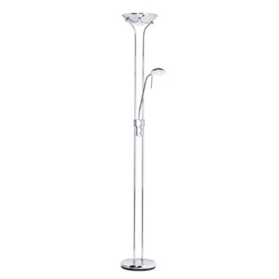 Litecraft Mother & Child Polished Chrome Dimmable Floor Lamp 2 Arm with Bulbs