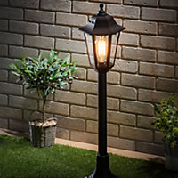 Litecraft Neri Black Outdoor Lamp Post Lantern Light