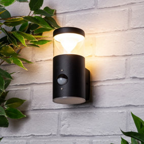 Litecraft Nura Black Outdoor Wall Light with PIR Sensor