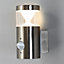 Litecraft Nura Stainless Steel Outdoor Wall Light with PIR Sensor