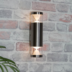 Litecraft Nura Stainless Steel Up and Down Outdoor Wall Light