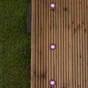 Litecraft Pack of 10 Smart Horus 4cm Stainless Steel LED RGBW Outdoor Decking Lights