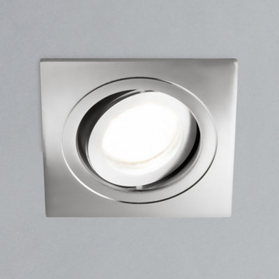 Litecraft Pack of 2 Chrome Modern IP65 Square Tiltable Bathroom Downlights
