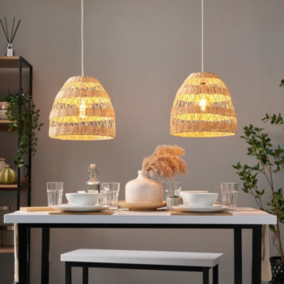 Litecraft Pack of 2 Rattan Easy Fit Natural Ceiling Light Lamp Shades
