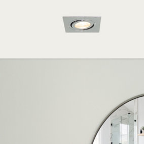 Litecraft Pack of 5 Chrome Modern IP65 Square Tiltable Bathroom Downlights