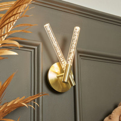 Litecraft Paige Satin Brass 2 Arm LED Bubble Wall Light