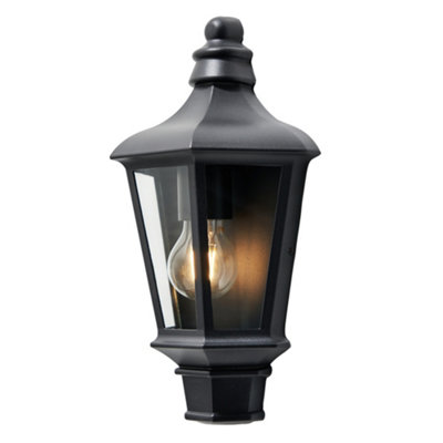 Litecraft Perry Black Outdoor Wall Light Half Wall Lantern