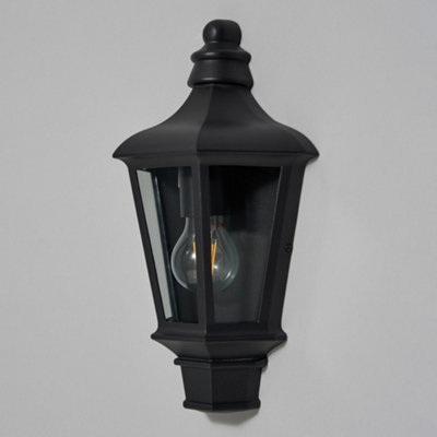 Litecraft Perry Black Outdoor Wall Light Half Wall Lantern