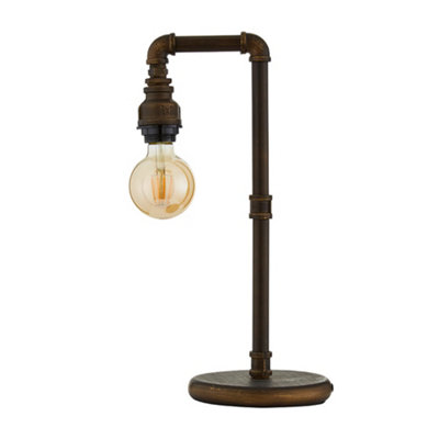 Litecraft Pippa Bronze 1 Light Industrial Style Pipe Table Lamp