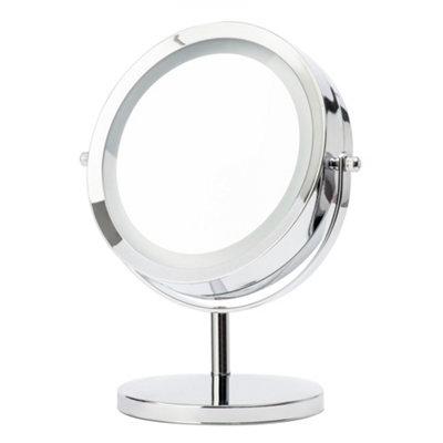 Litecraft Portable Magnifying Mirror Chrome Table Lamp