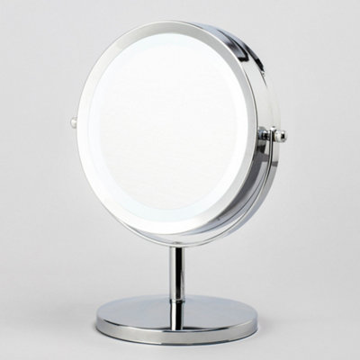 Litecraft Portable Magnifying Mirror Chrome Table Lamp