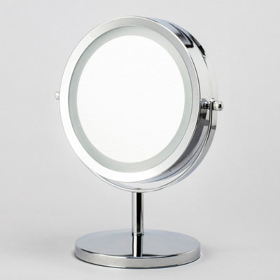 Litecraft Portable Magnifying Mirror Chrome Table Lamp