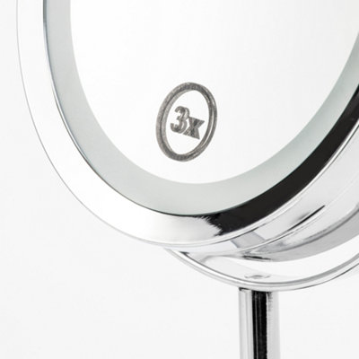 Litecraft Portable Magnifying Mirror Chrome Table Lamp