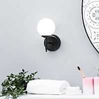 Litecraft Preston Black Bathroom Globe Wall Light