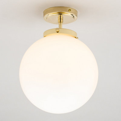 Litecraft Preston Brass Globe Bathroom Ceiling Light