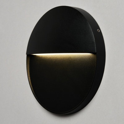 Litecraft Rafi Black 16cm Round LED Outdoor Guide Wall Light