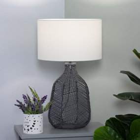 Litecraft Rattan Grey 1 Light Table Lamp