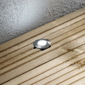 Litecraft Recessed Brushed Steel Cool White LED Outdoor Decking Lights