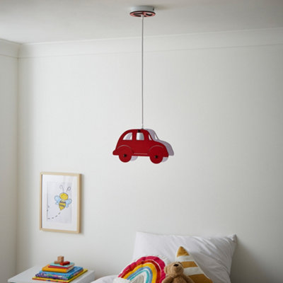 Litecraft Red Car Glow Kids Ceiling Pendant